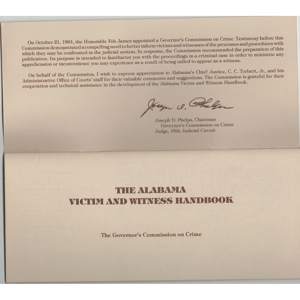 Vintage The Alabama Victim and Witness Handbook Governor's Commission on Crime - Picture 2 of 2